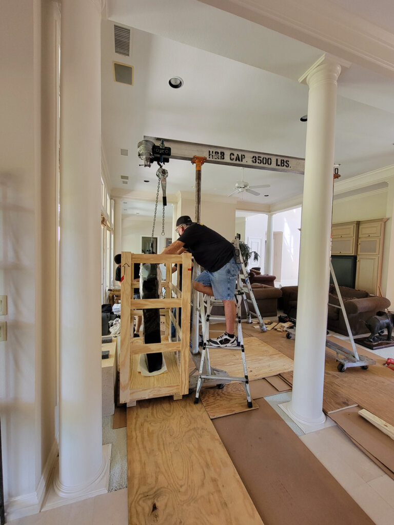 Installation & Rigging for African marble statue for portfolio